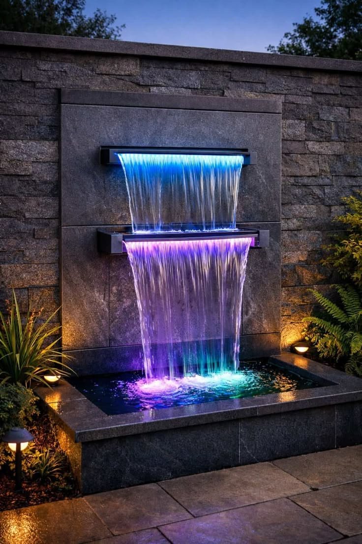 Fontaine murale éclairée par My Universe Design