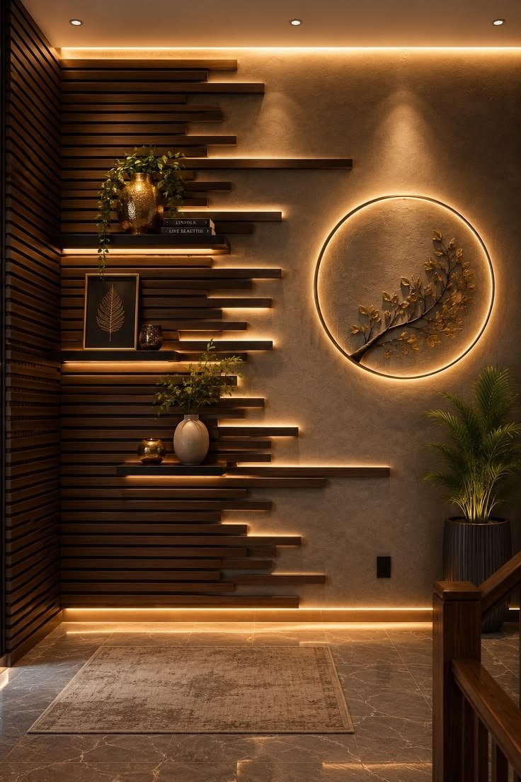 Mur décoratif en bois éclairé par My Universe Design