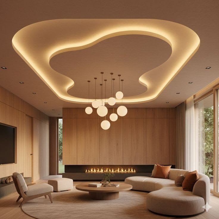 Salon moderne aux formes organiques par My Universe Design