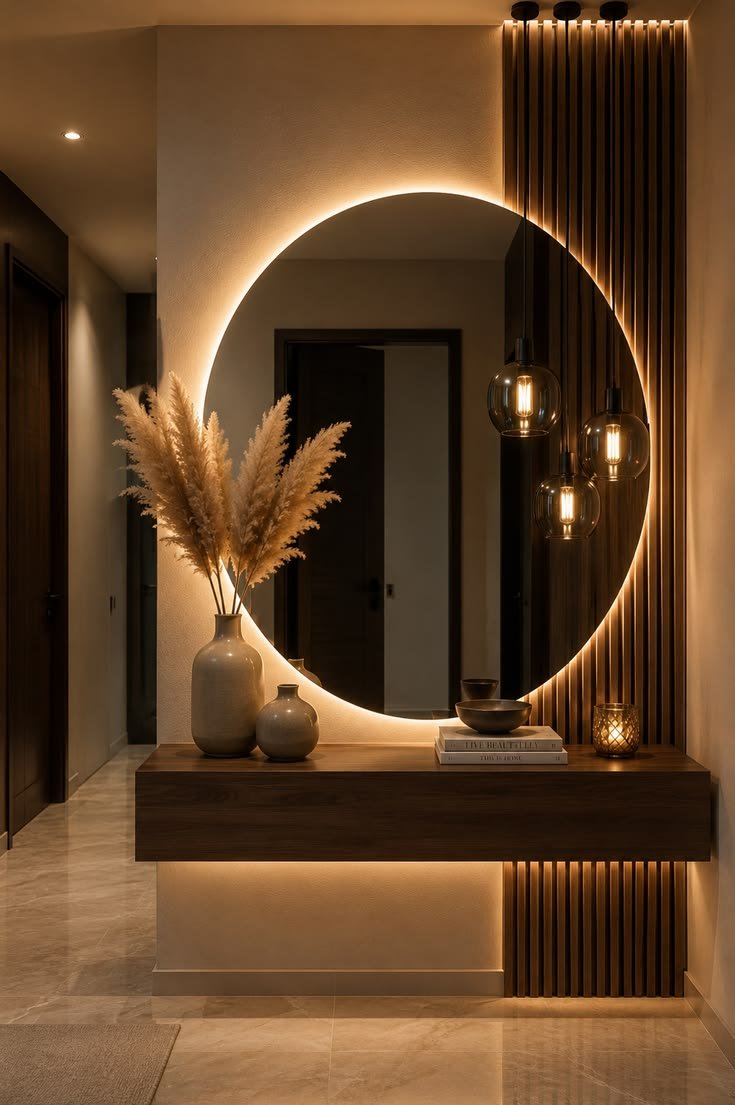 Entrée avec miroir rétroéclairé par My Universe Design