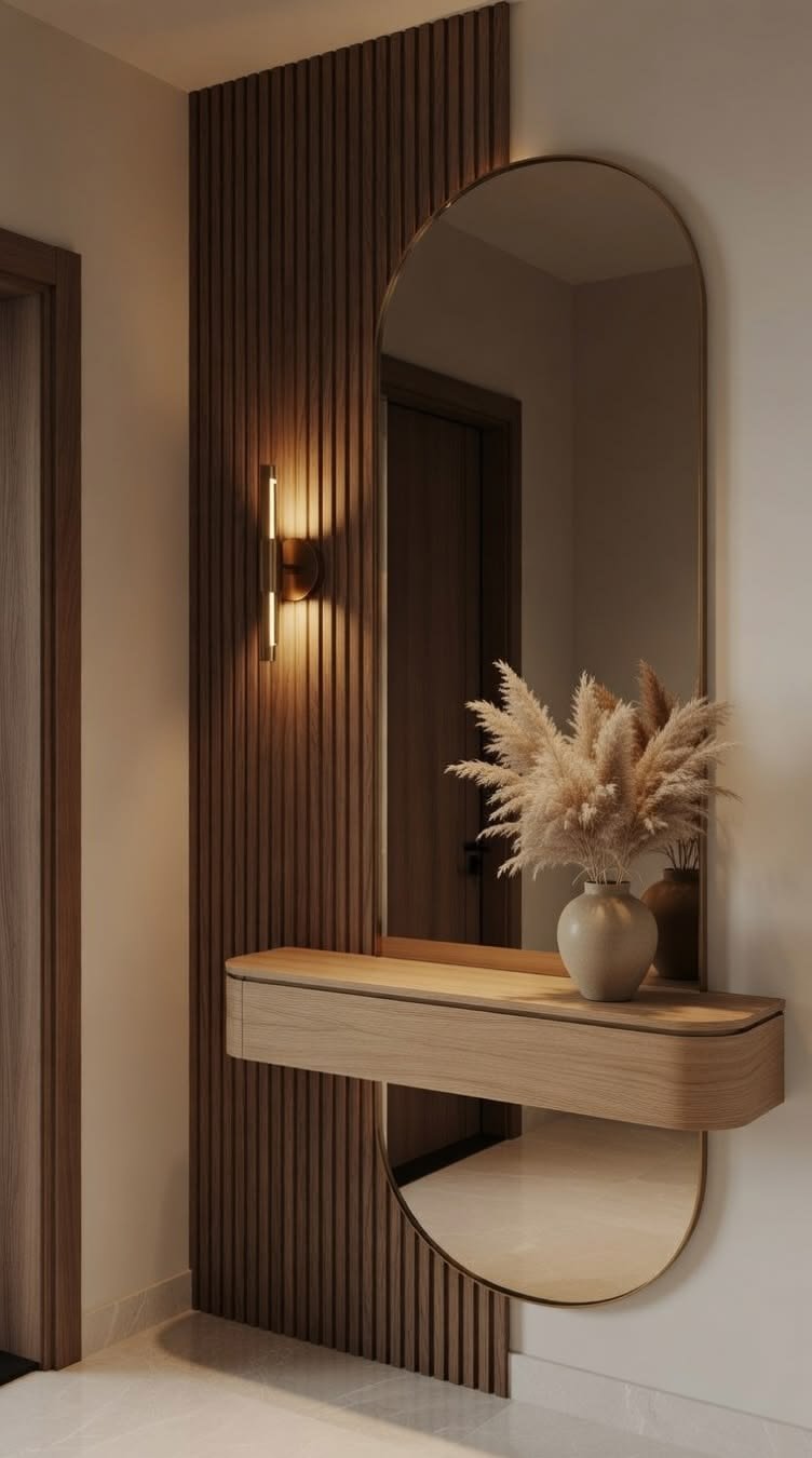 Entrée avec console en bois par My Universe Design